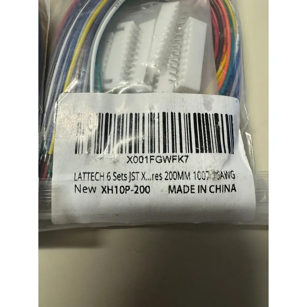 Lot of 4 Lattech 6 Sets Jst XH 10-Pin Connectors 200mm Length Wires 1007 26awg